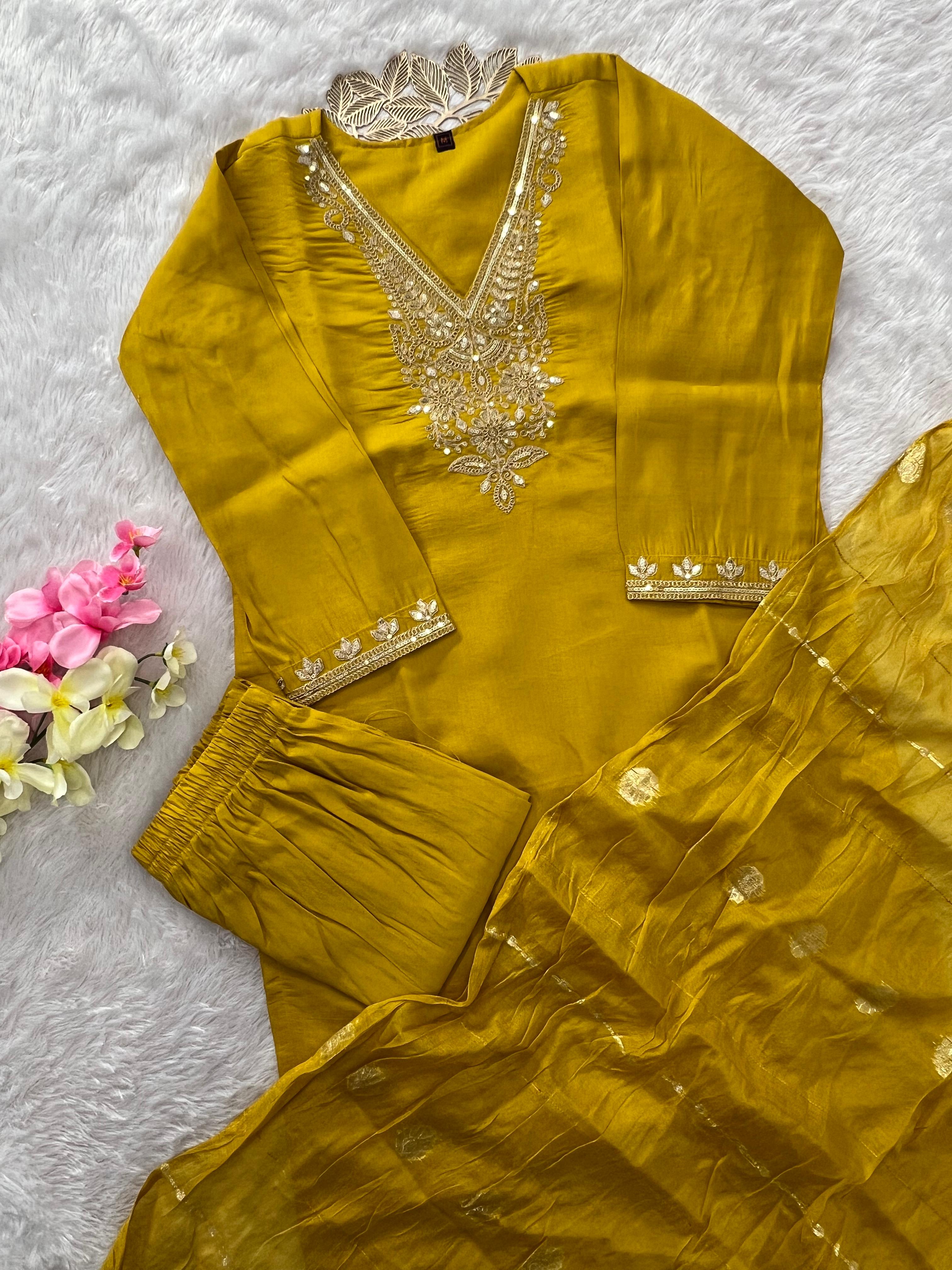 Regal Charm Roman Silk Suit Set