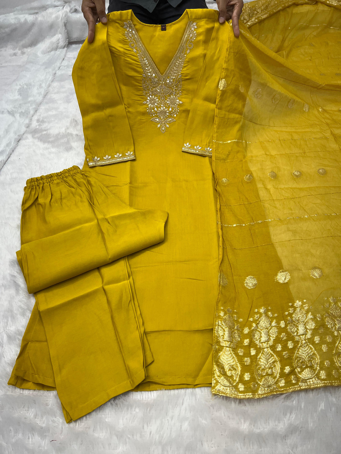 Regal Charm Roman Silk Suit Set