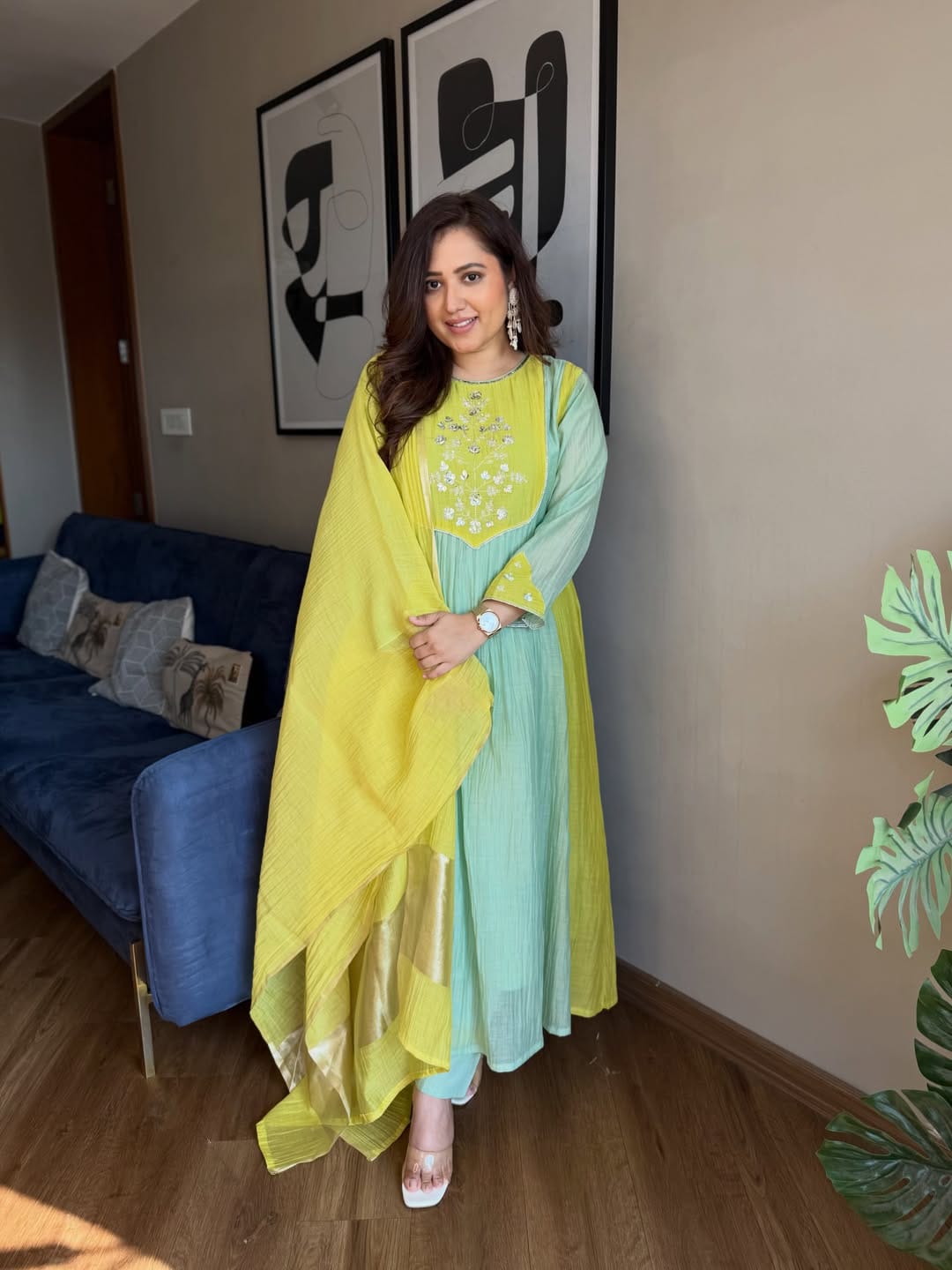 Sindhu Designer Mul Chanderi Suit Set with Banarasi Dupatta