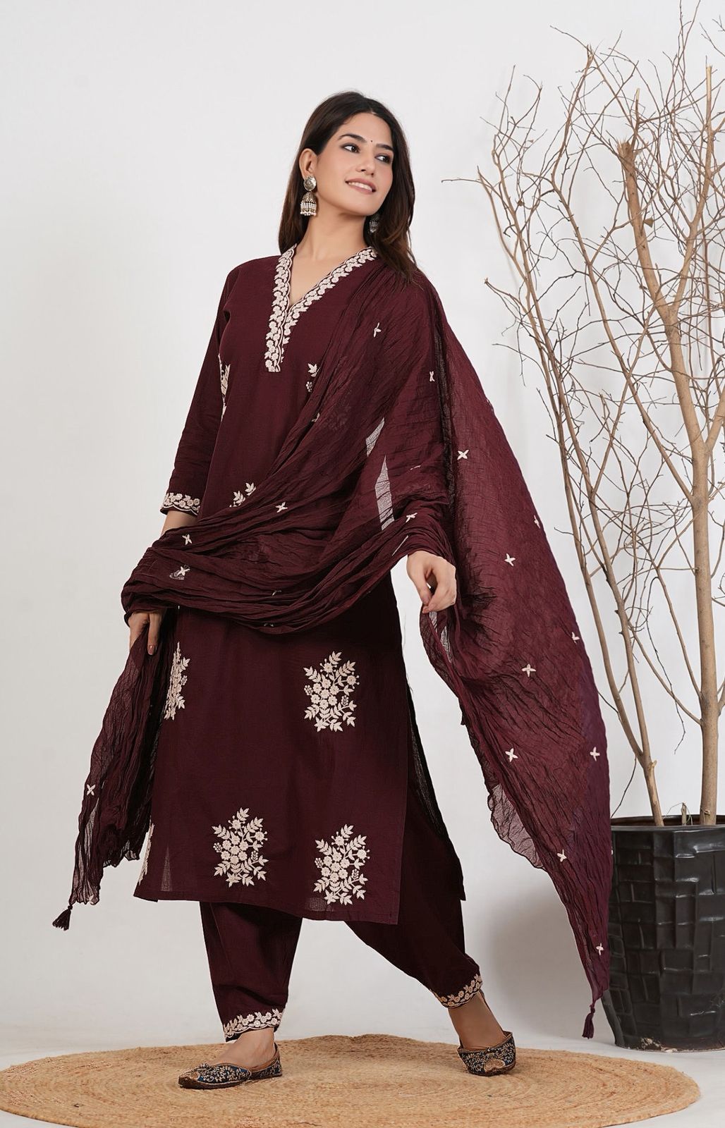 Floral Heritage Embroidered Suit Set