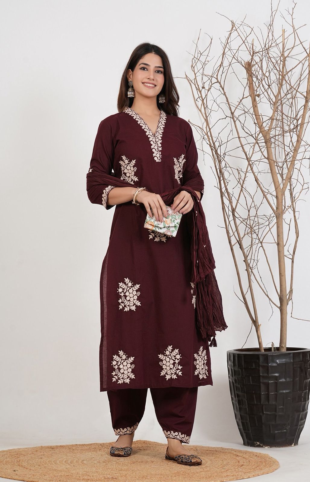 Floral Heritage Embroidered Suit Set