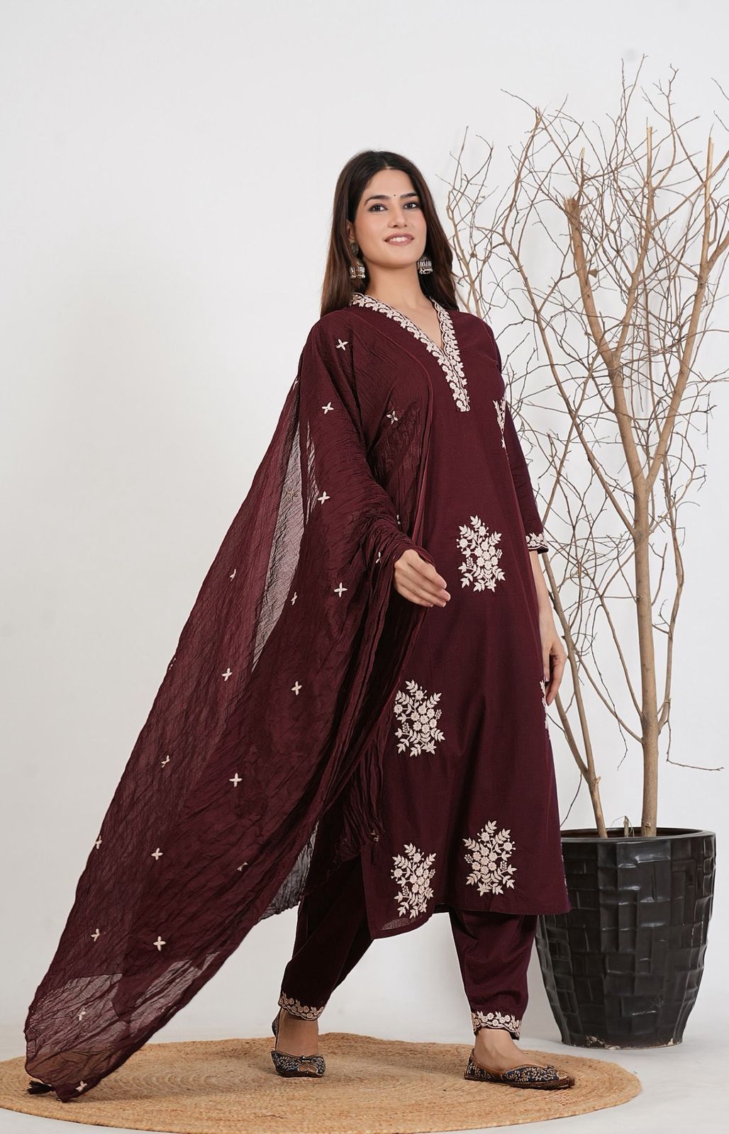 Floral Heritage Embroidered Suit Set