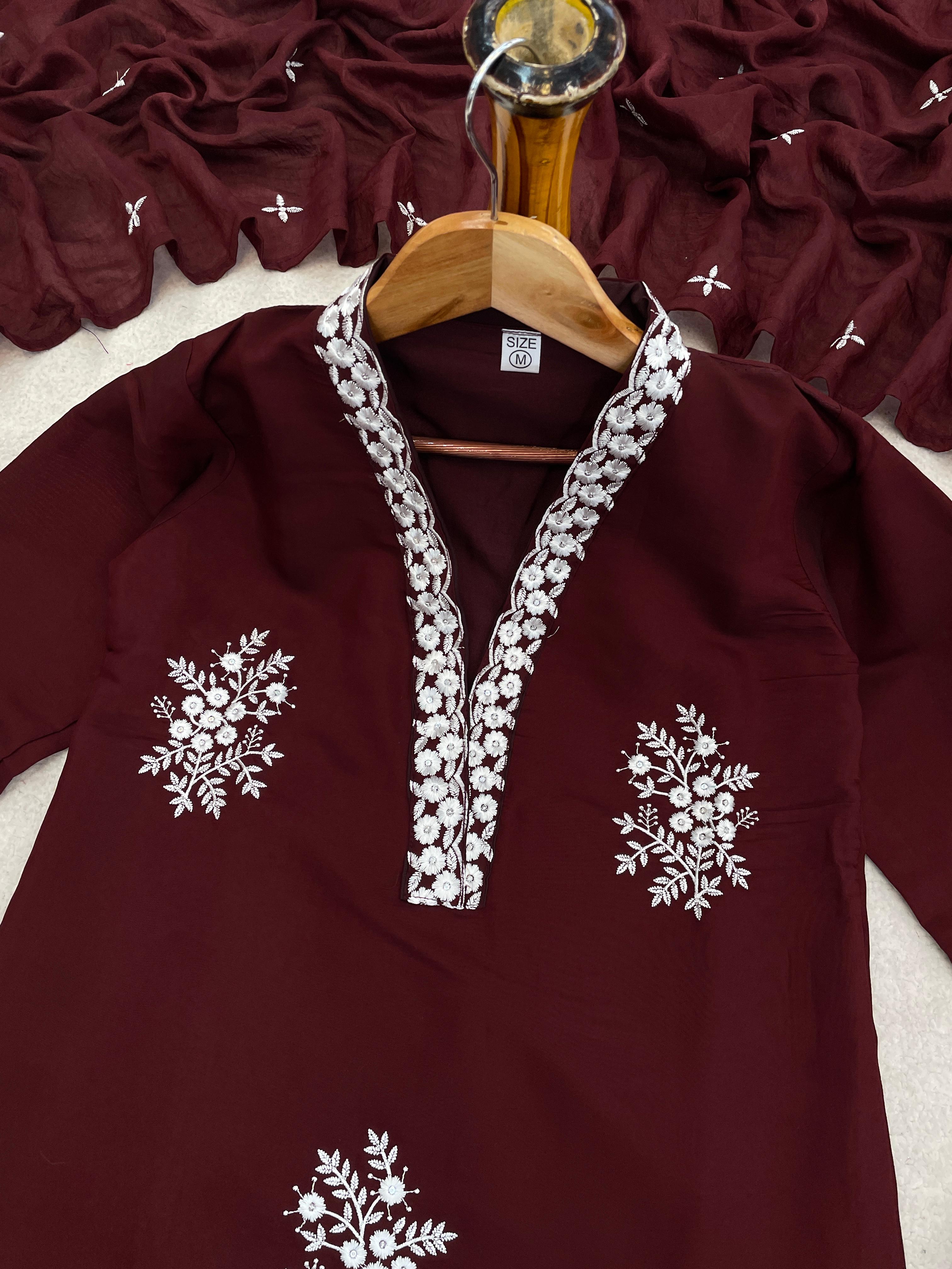 Floral Heritage Embroidered Suit Set