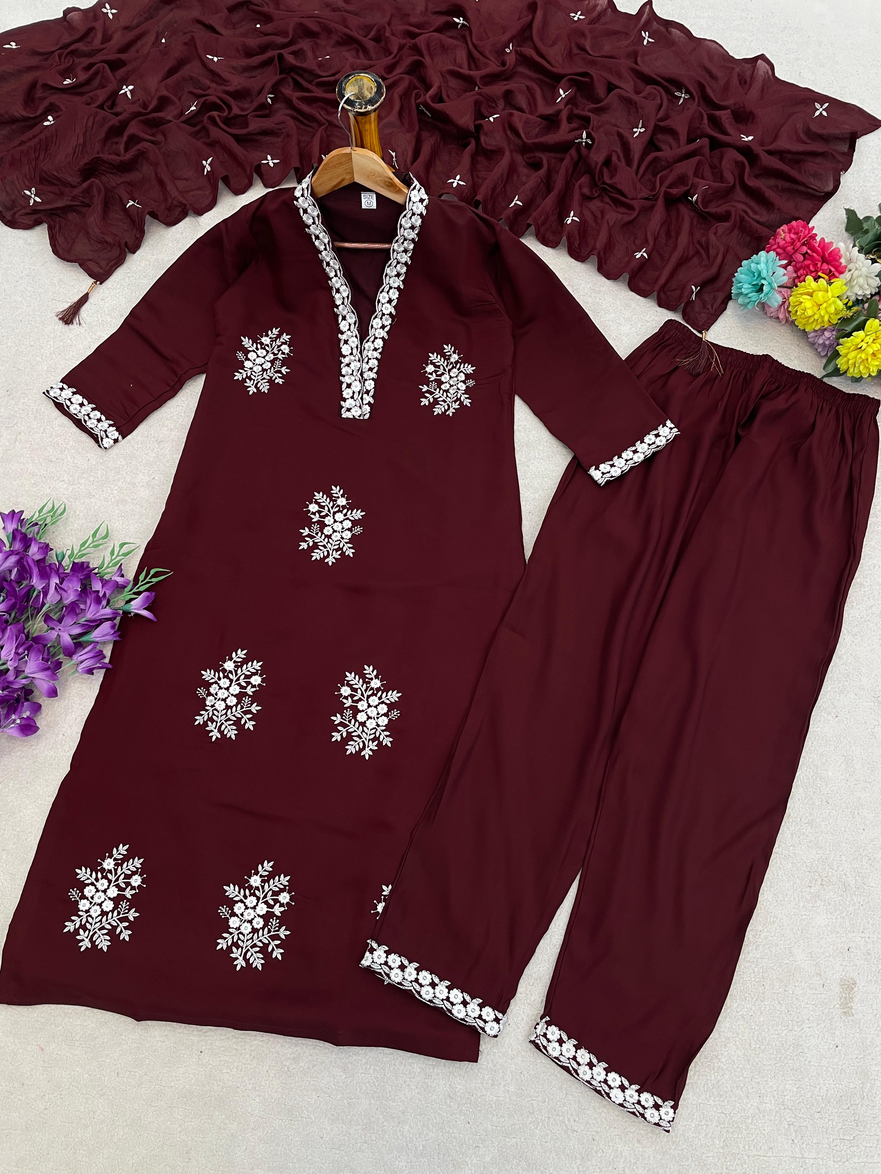 Floral Heritage Embroidered Suit Set