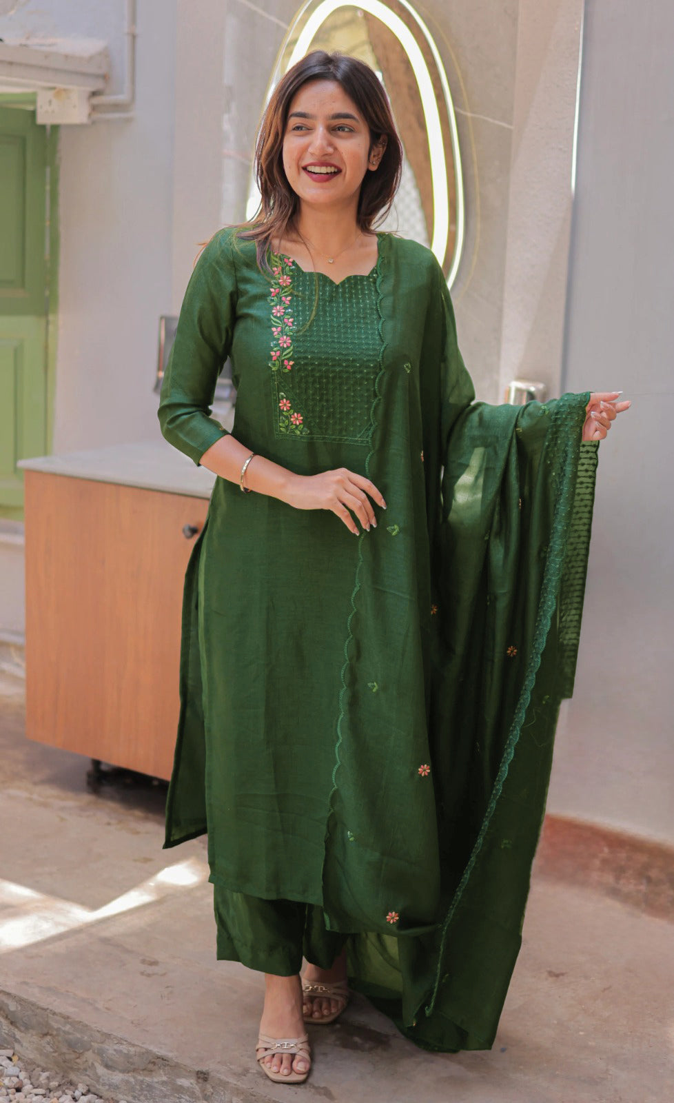 Nakashatra Embroidered Cotton Suit Set