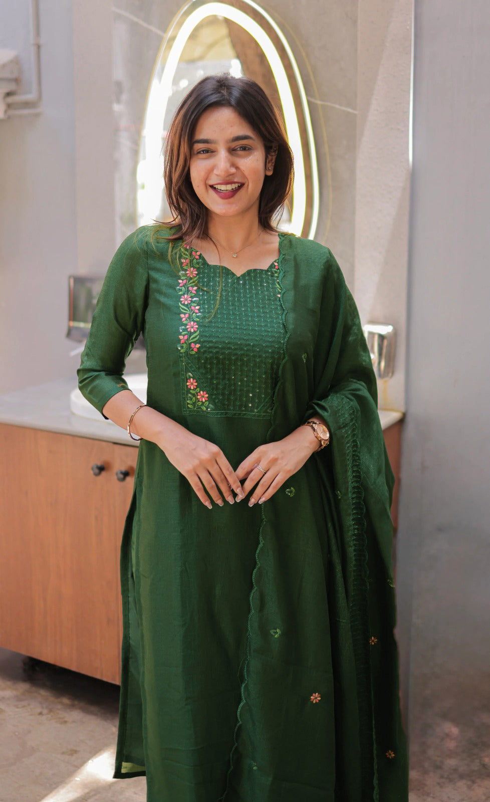 Nakashatra Embroidered Cotton Suit Set