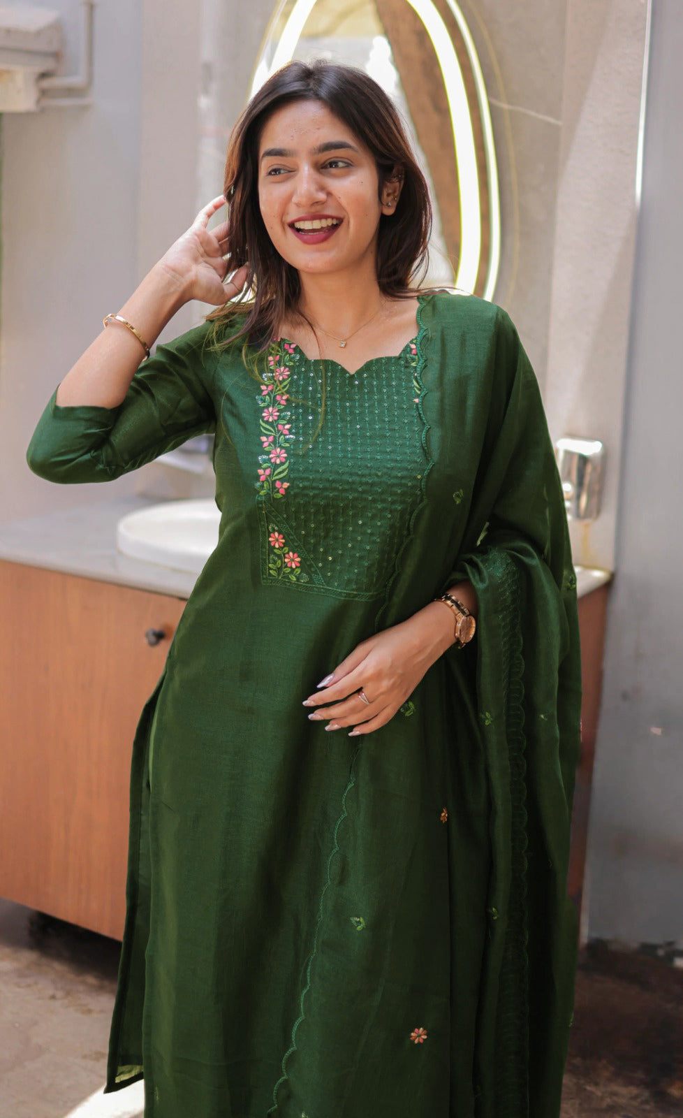 Nakashatra Embroidered Cotton Suit Set