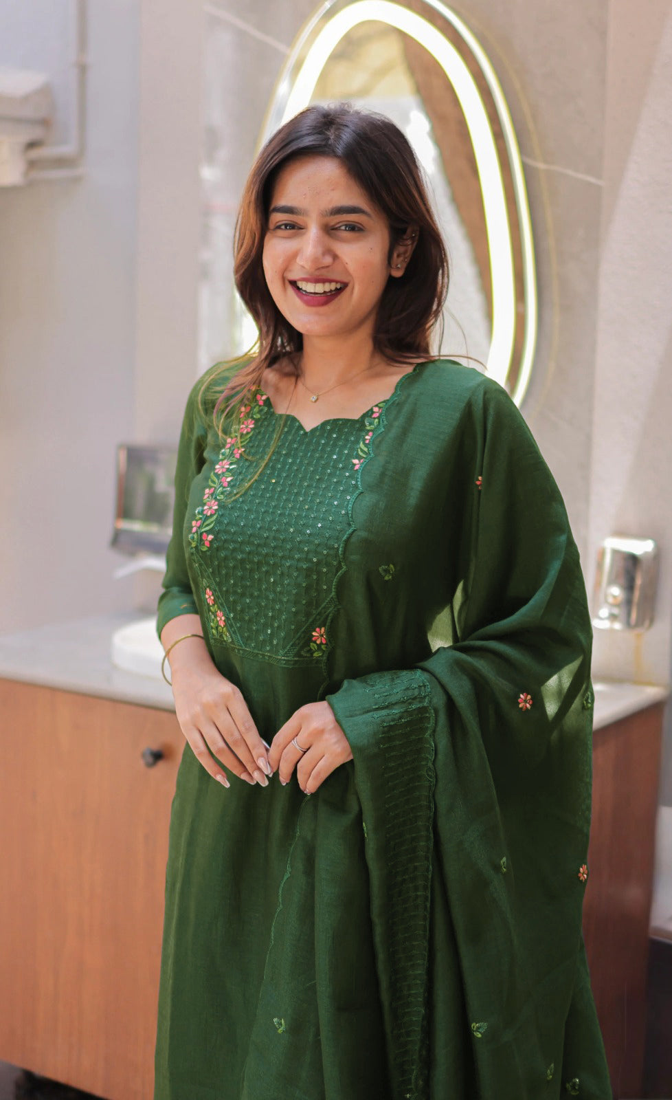 Nakashatra Embroidered Cotton Suit Set