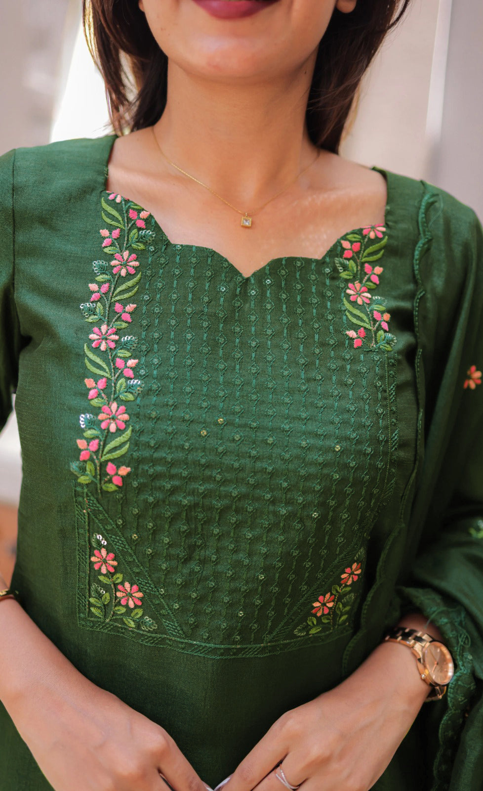 Nakashatra Embroidered Cotton Suit Set