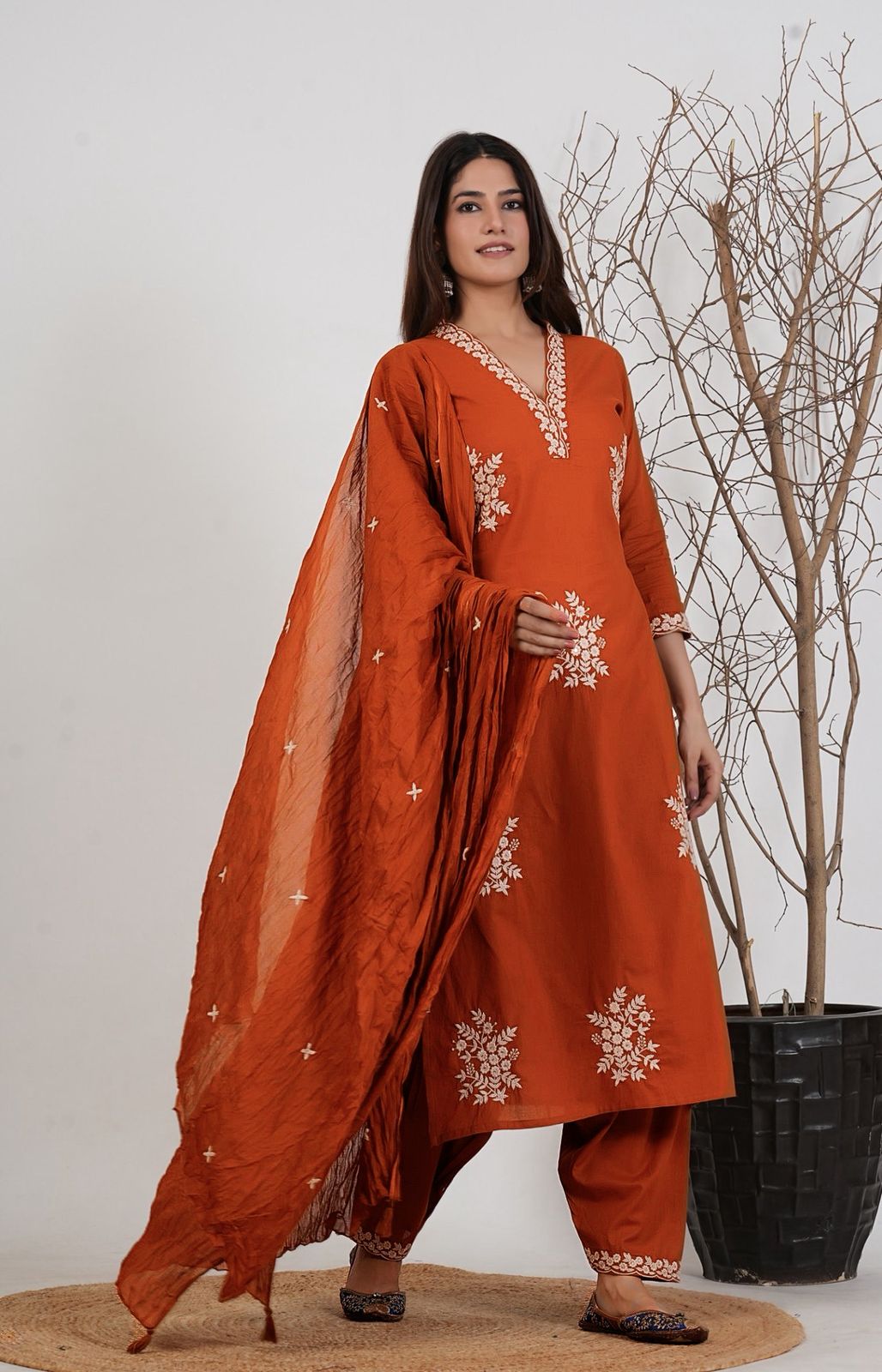 Floral Heritage Embroidered Suit Set