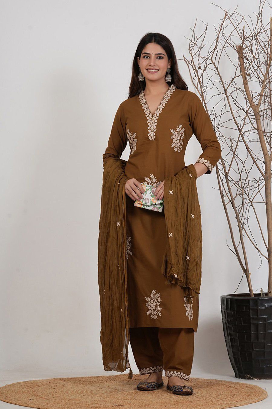 Floral Heritage Embroidered Suit Set