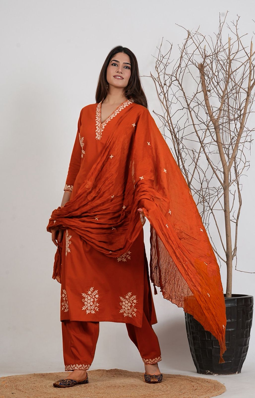 Floral Heritage Embroidered Suit Set