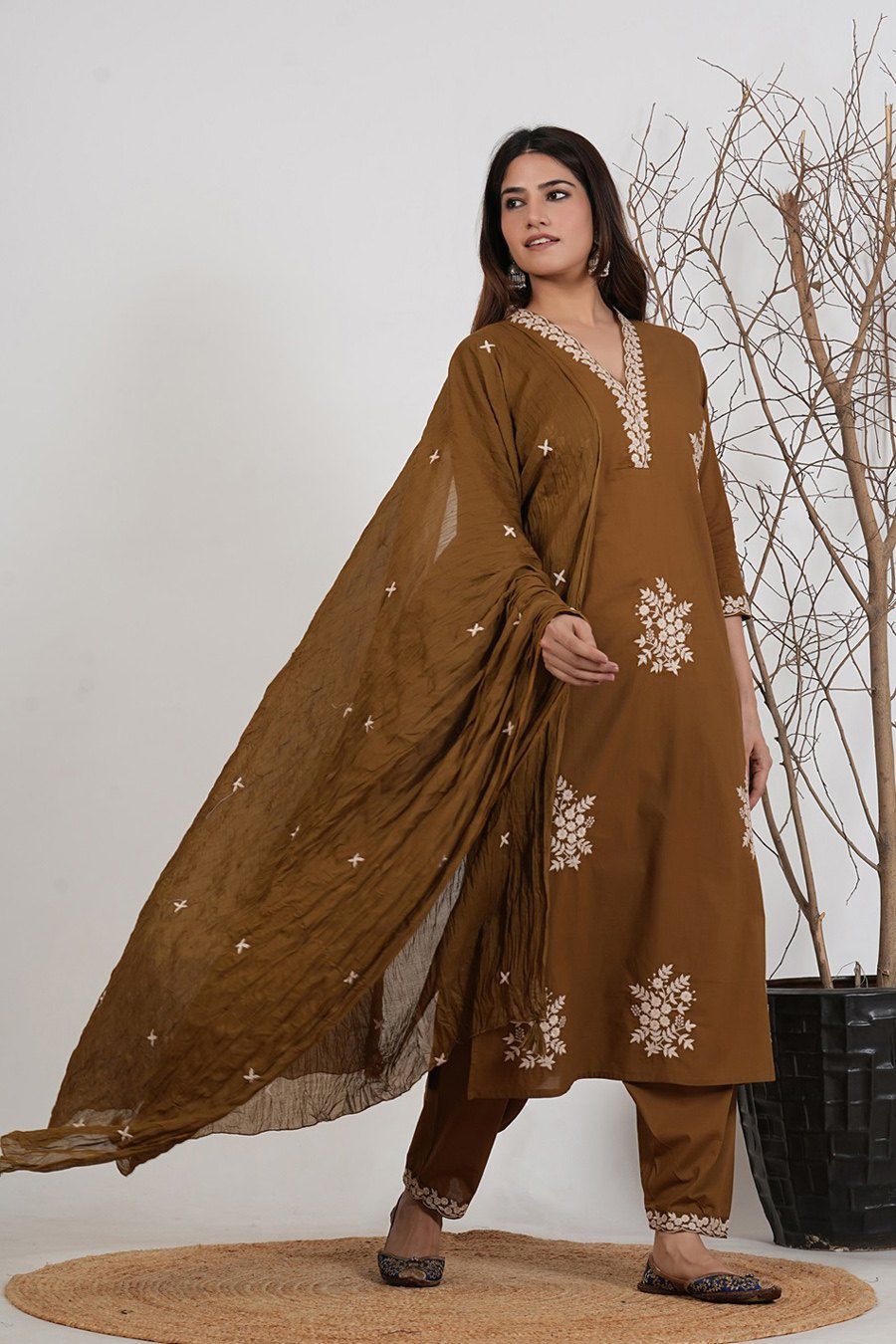 Floral Heritage Embroidered Suit Set