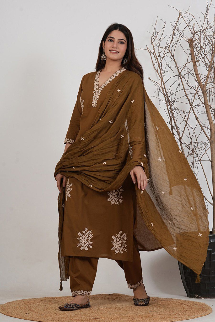 Floral Heritage Embroidered Suit Set