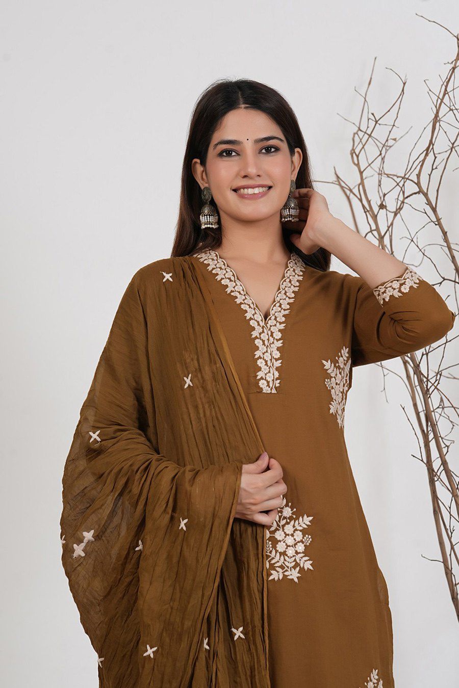 Floral Heritage Embroidered Suit Set