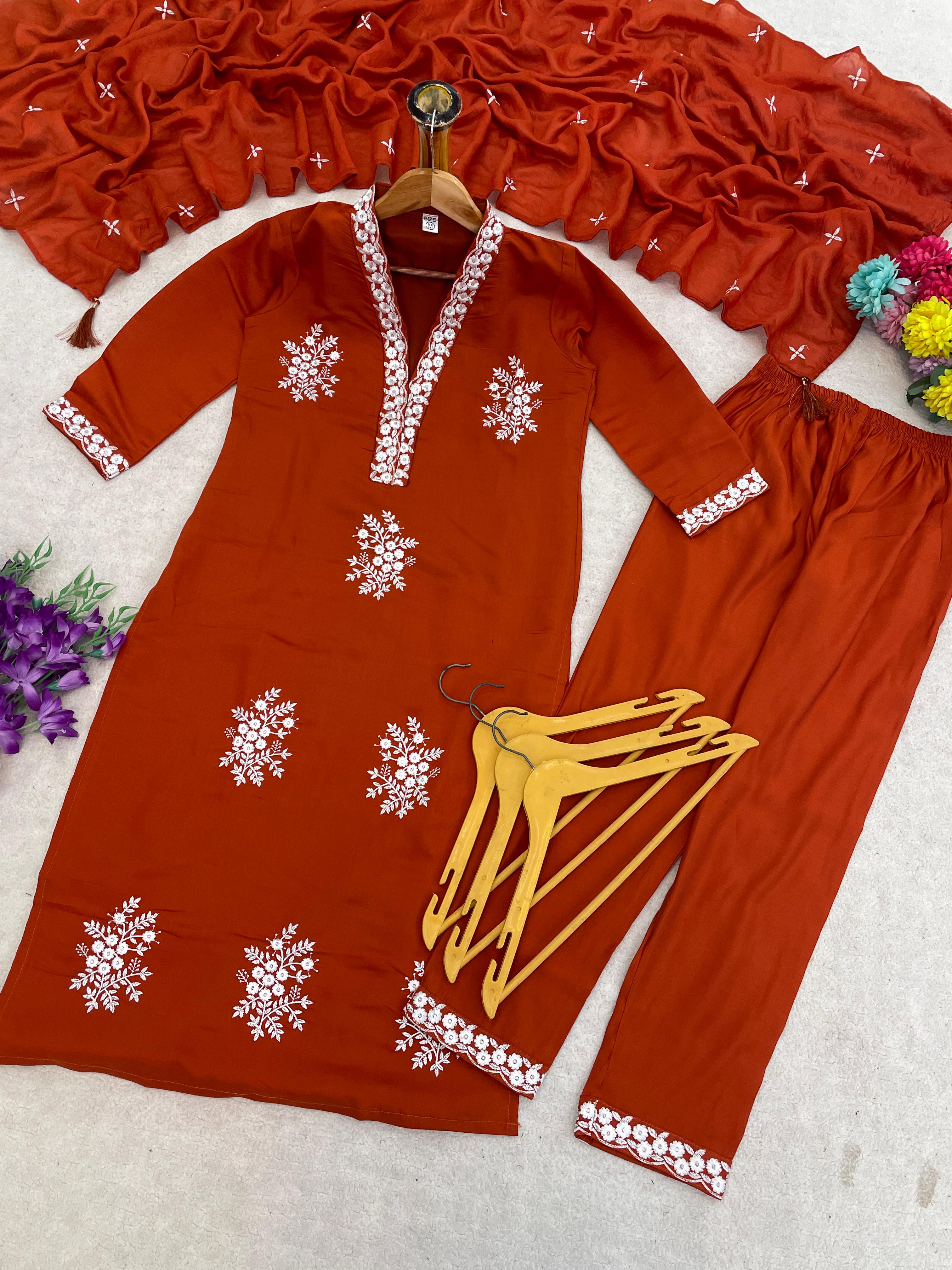 Floral Heritage Embroidered Suit Set