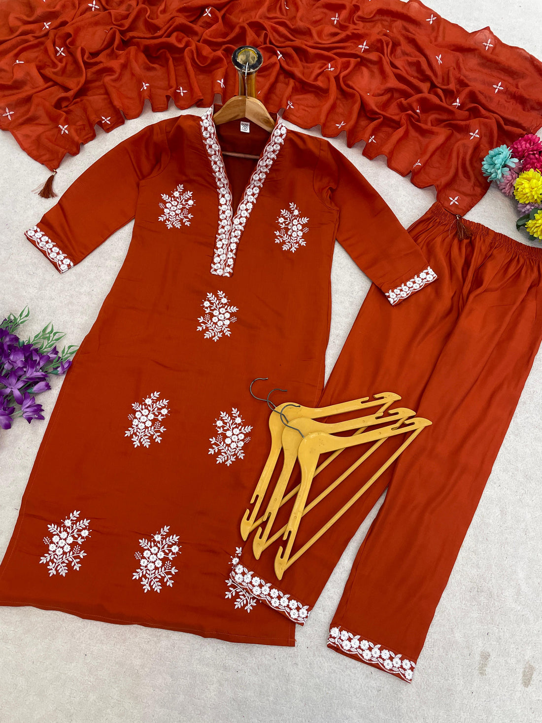 Floral Heritage Embroidered Suit Set