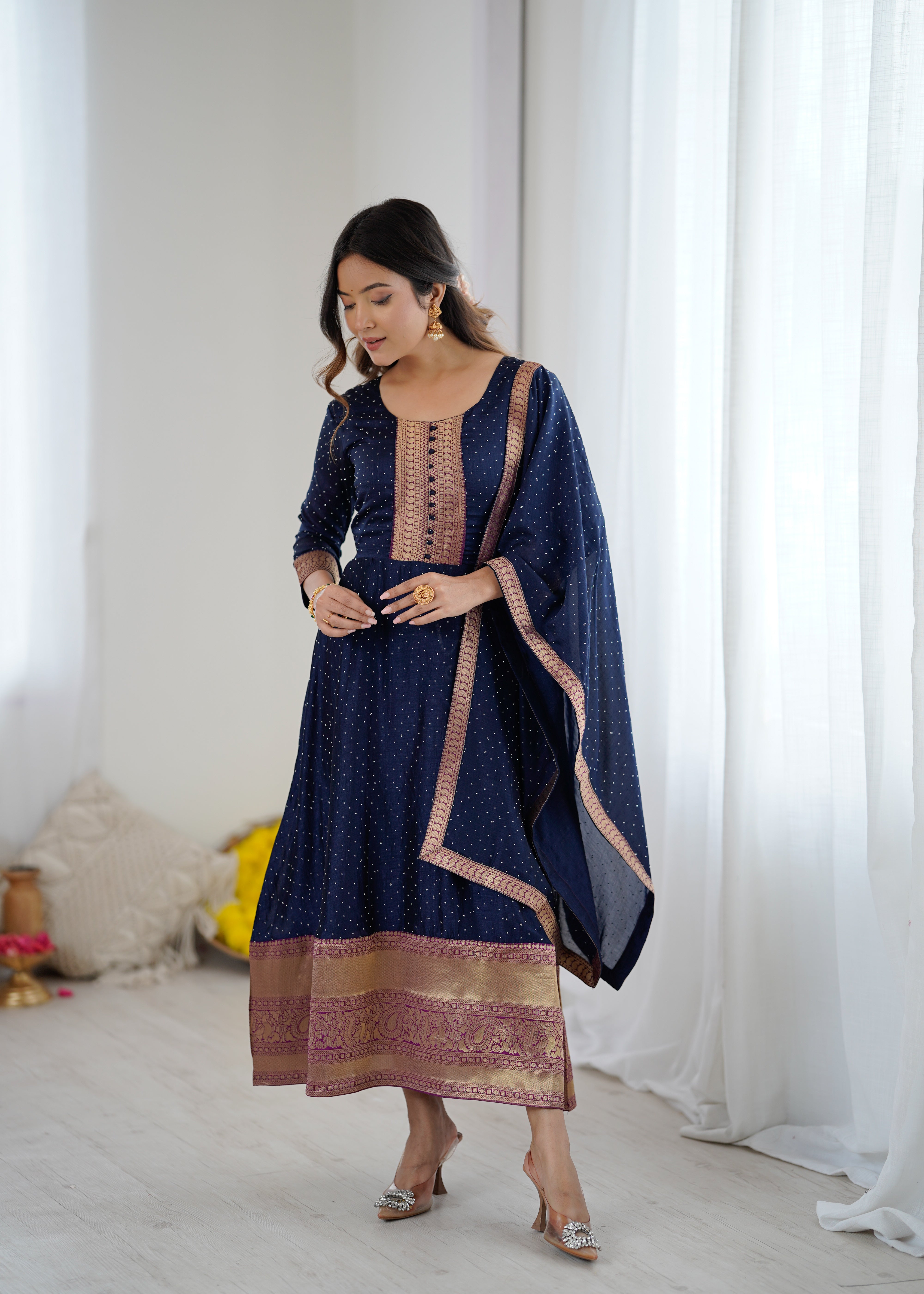 Midnight Royale Anarkali Suit Set