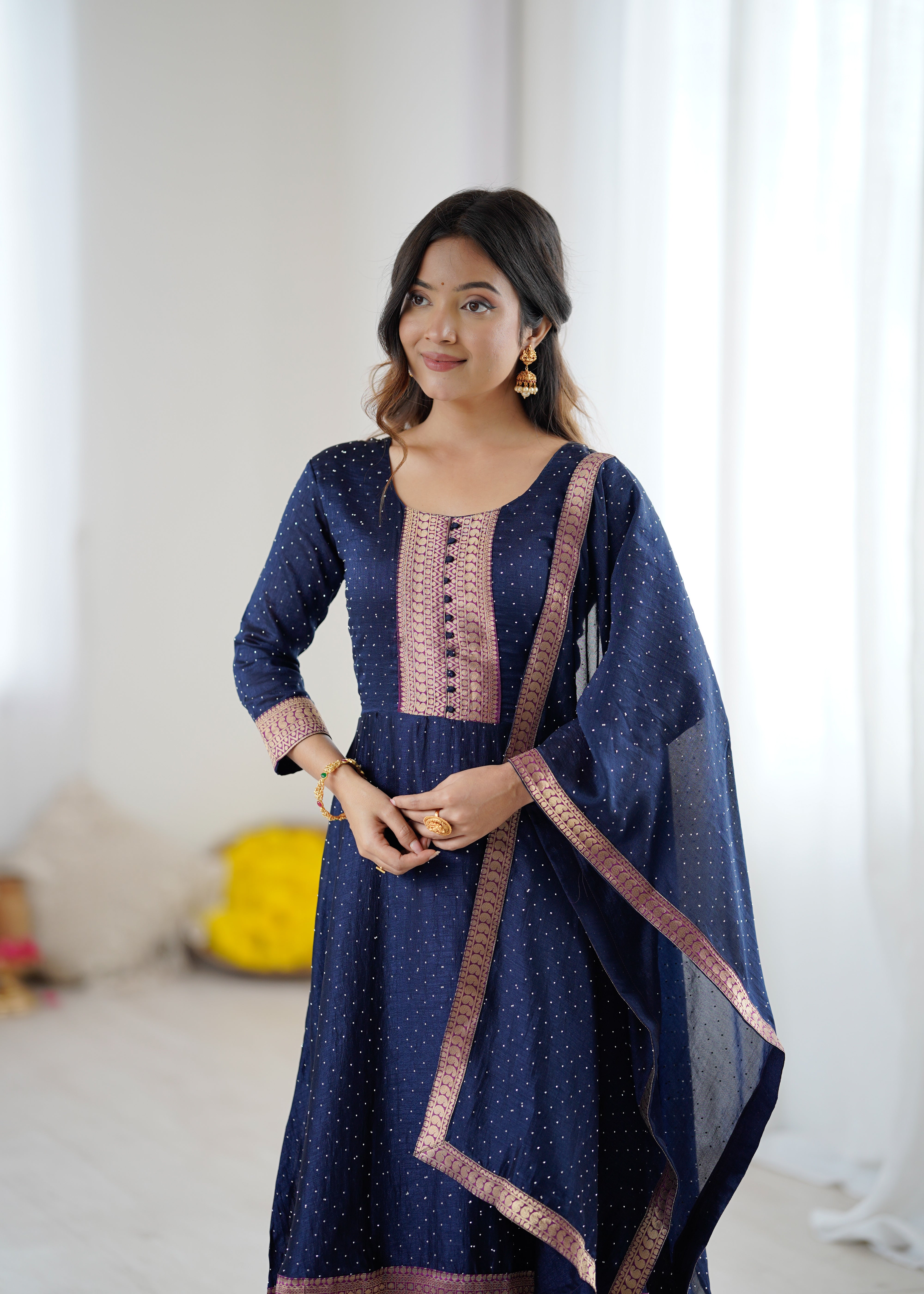 Midnight Royale Anarkali Suit Set