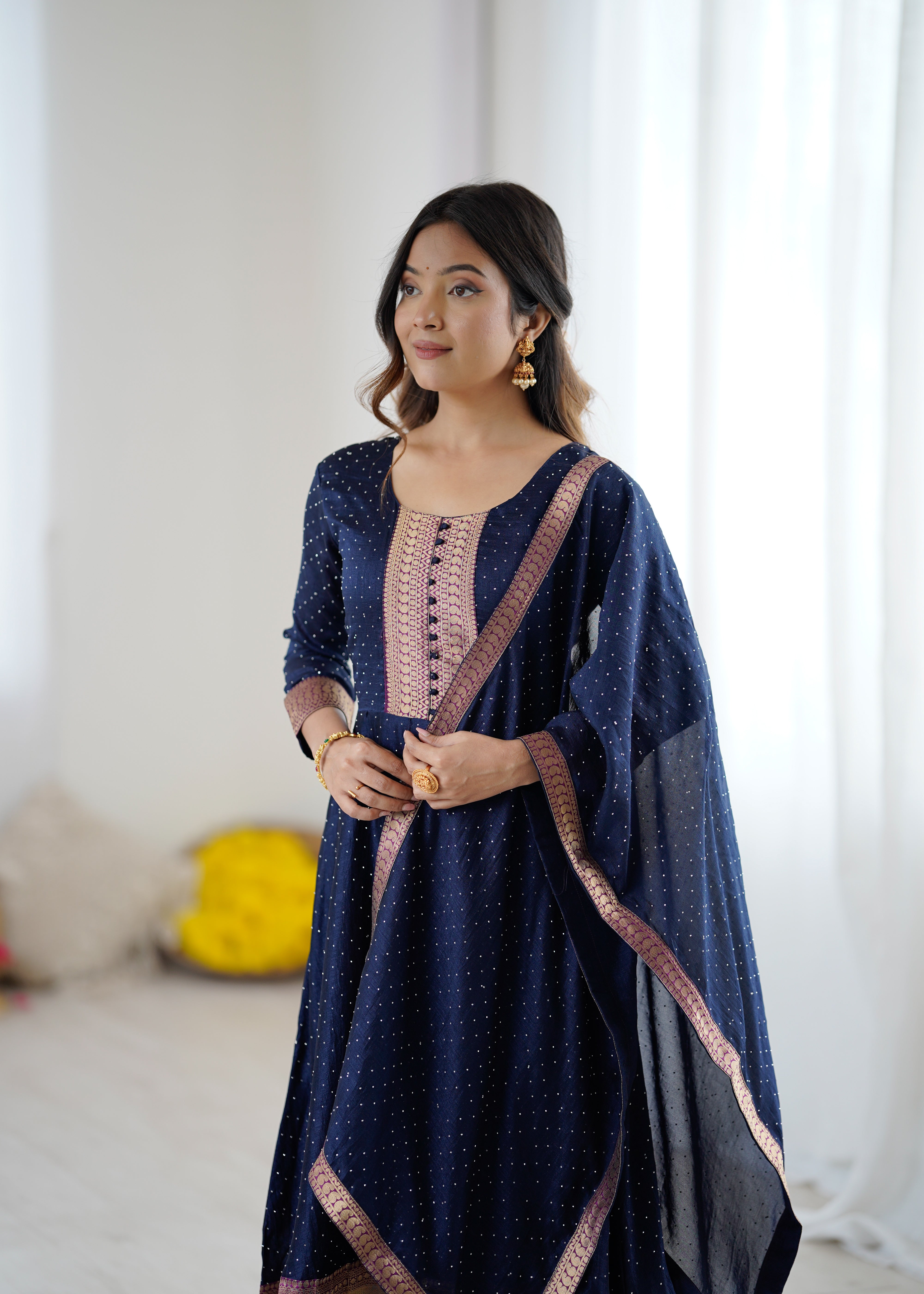 Midnight Royale Anarkali Suit Set