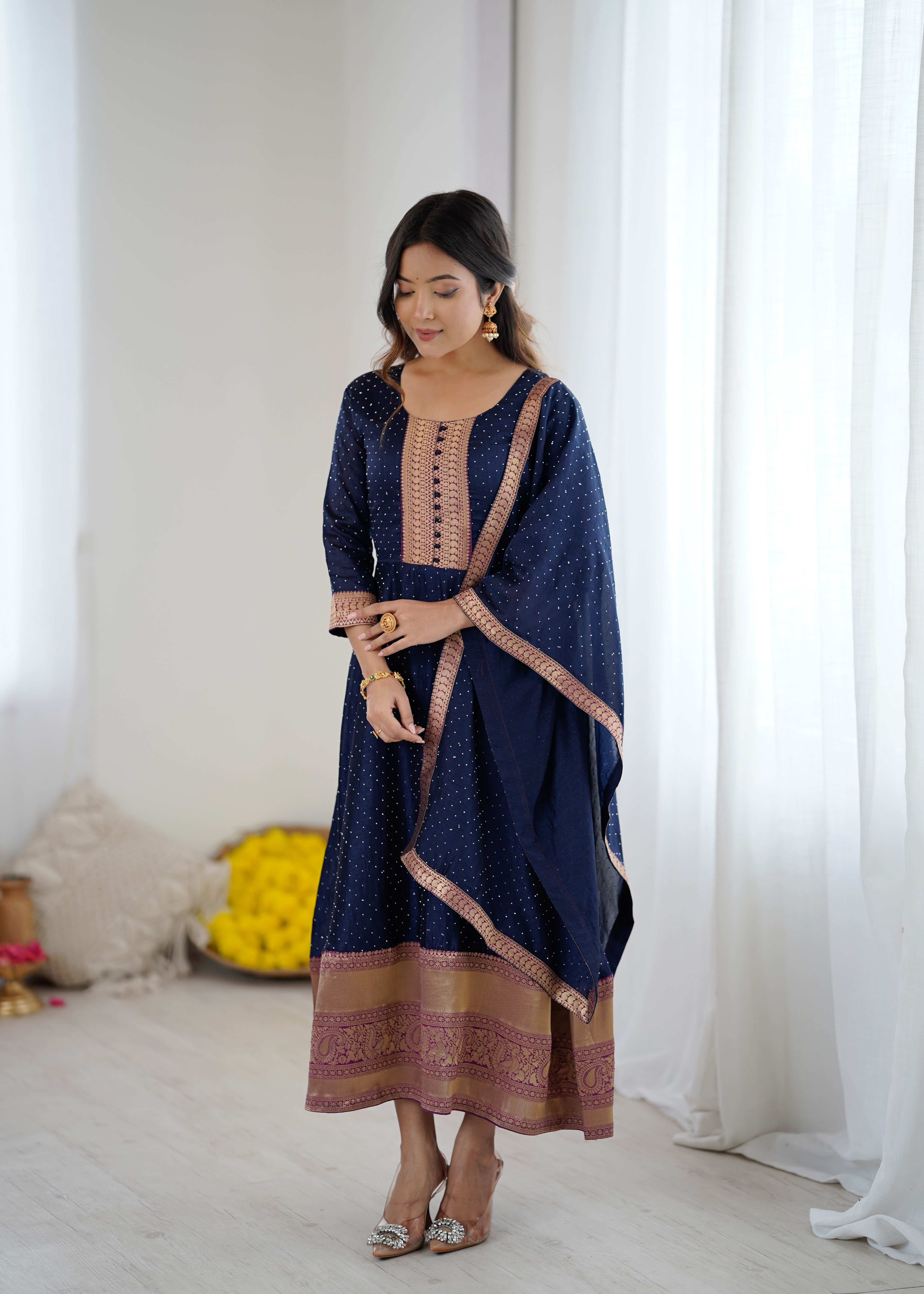 Midnight Royale Anarkali Suit Set
