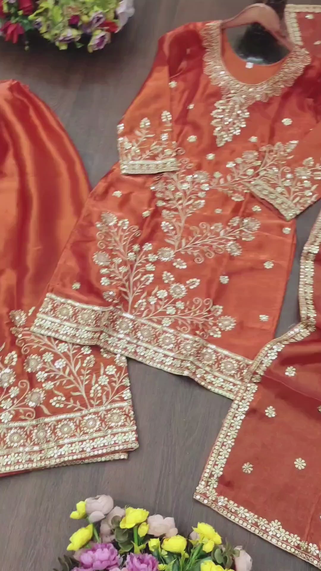 Embroidered Fendy Silk Sharara Suit