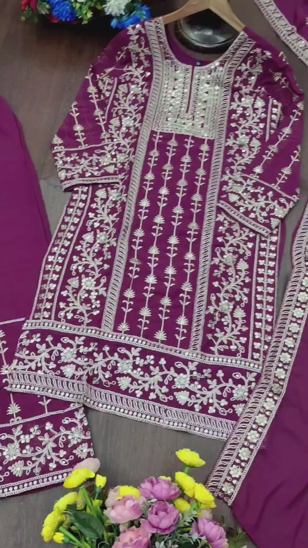 Embroidered Fox Georgette Suit Set