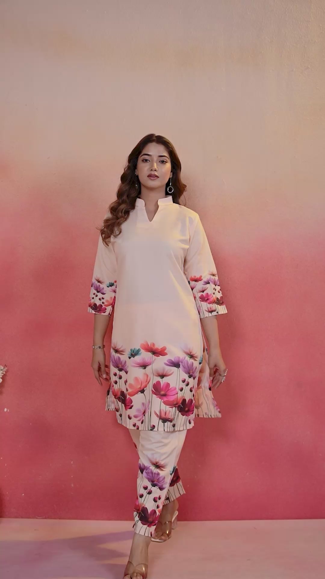 Peach Floral Printed Co-Ord Set