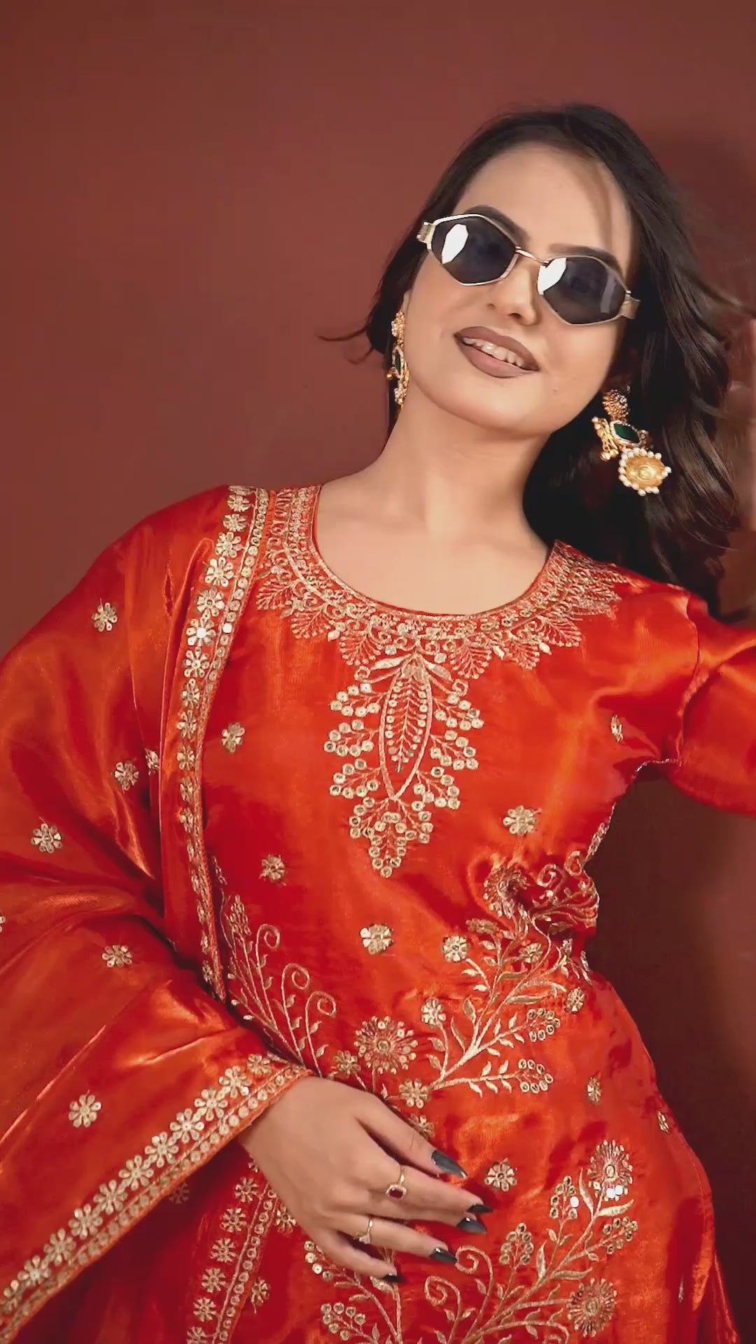 Embroidered Fendy Silk Sharara Suit