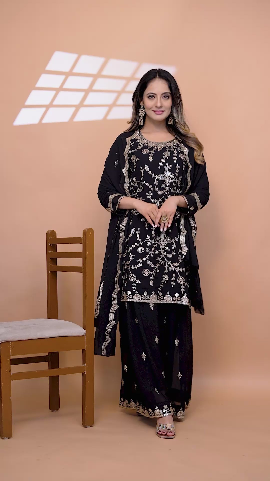 Embroidered Fox Georgette Sharara Suit