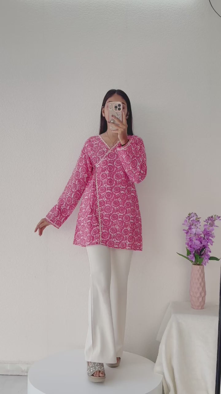 Rose Bloom Cotton Short Kurti