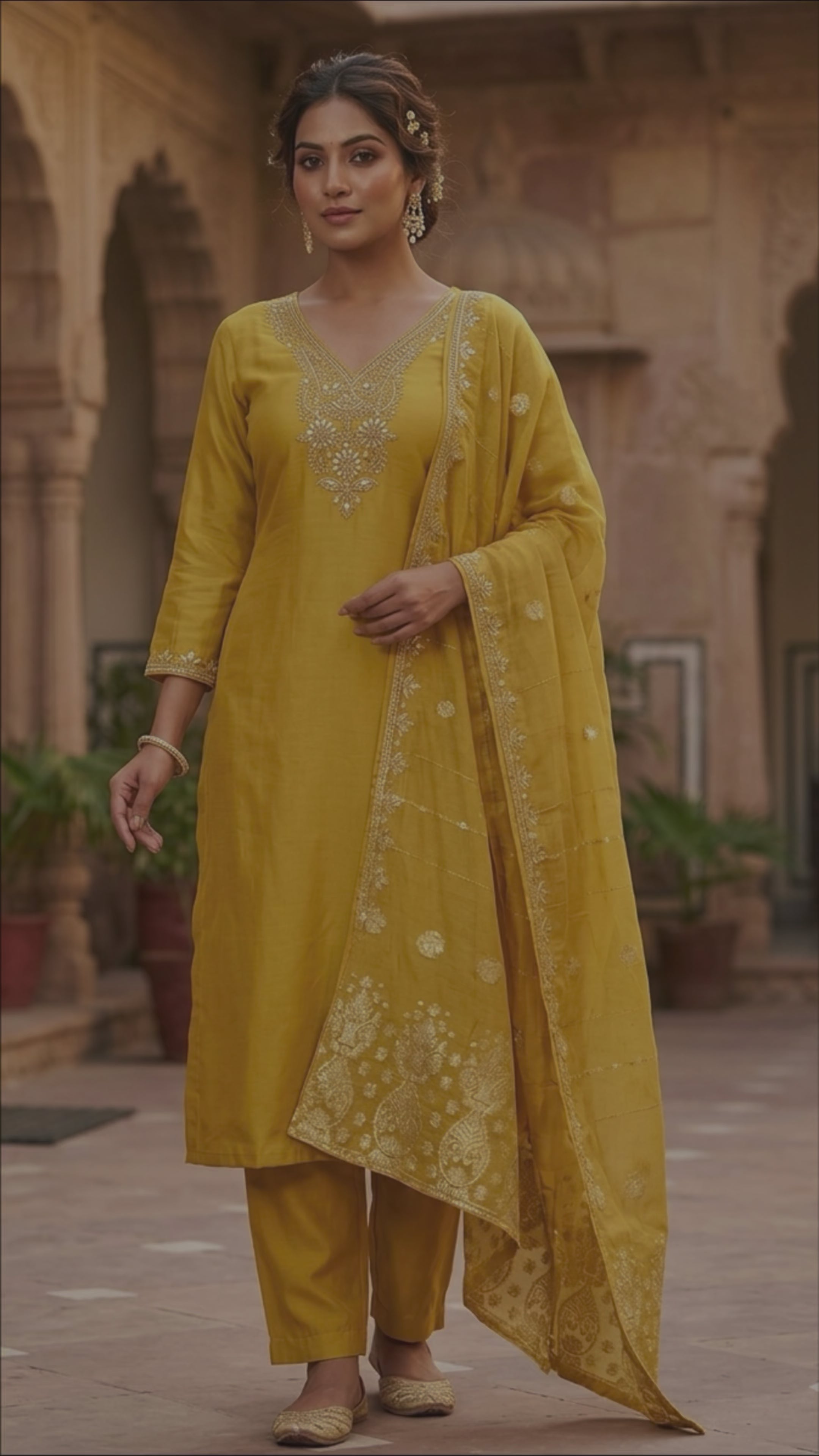 Regal Charm Roman Silk Suit Set